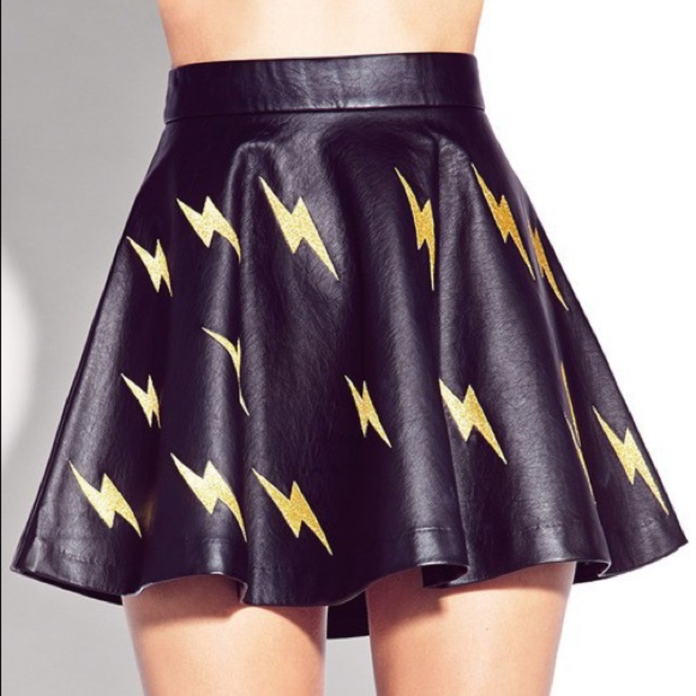 Forever 21 Faux Leather Lightening Bolt Skirt